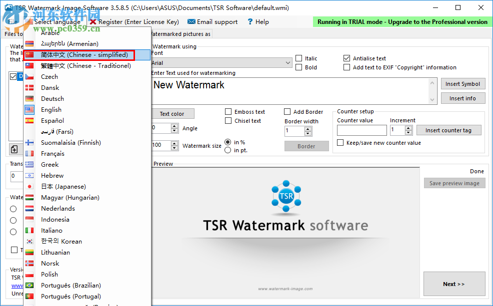 TSR Watermark Image設(shè)置為簡(jiǎn)體中文的方法