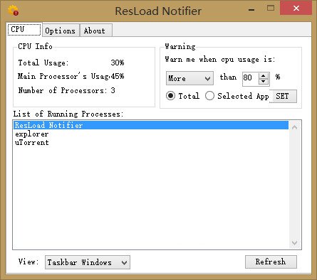 cpu利用率查看軟件(ResLoad Notifier) 1.4.4.1 官方版