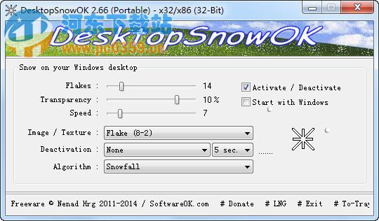 DesktopSnowOK桌面飄雪效果