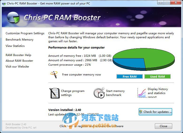 win7內(nèi)存優(yōu)化工具(Chris-PC RAM Booster) 5.00 官方最新版