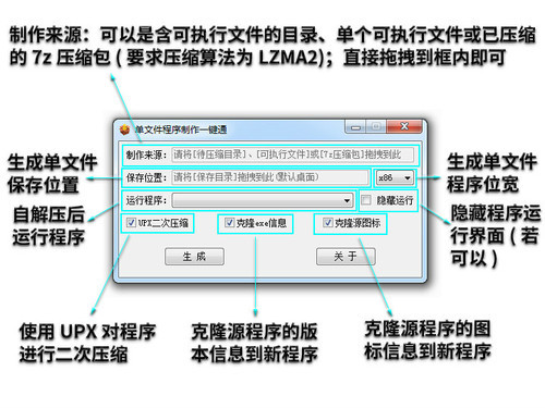 單文件程序制作一鍵通三合一