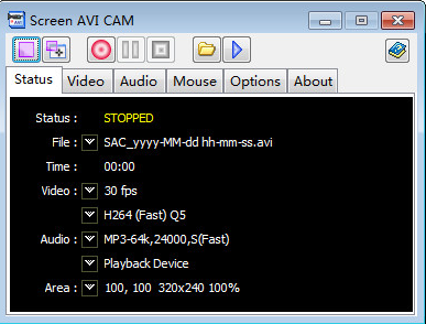 Screen AVI CAM(avi屏幕錄像工具) 4.9 綠色版