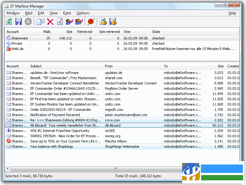 EF Mailbox Manager(郵件檢測) 1.9.0.9 官方版