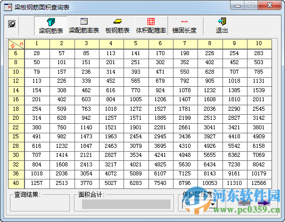 梁板鋼筋面積查詢表 1.0 綠色版