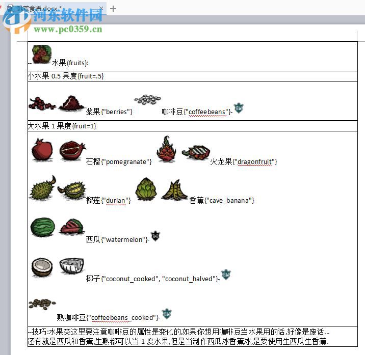 饑荒食譜大全以及配方 2017 最新版