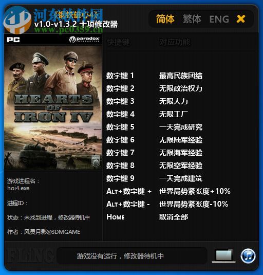 鋼鐵雄心4十項(xiàng)修改器 1.0-1.3.2 綠色版