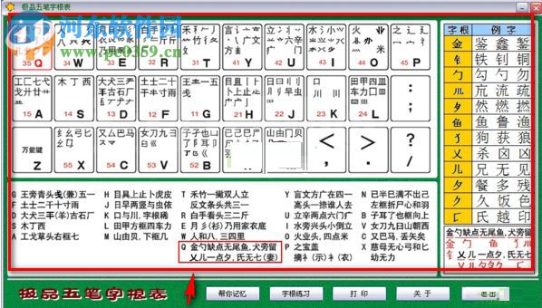 極品五筆字根表口訣 綠色免費(fèi)版