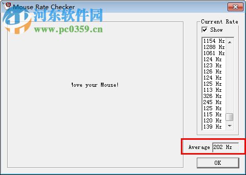 mouse rate checker中文版(鼠標(biāo)接口傳輸率檢測(cè)工具) 下載 1.1 免費(fèi)版