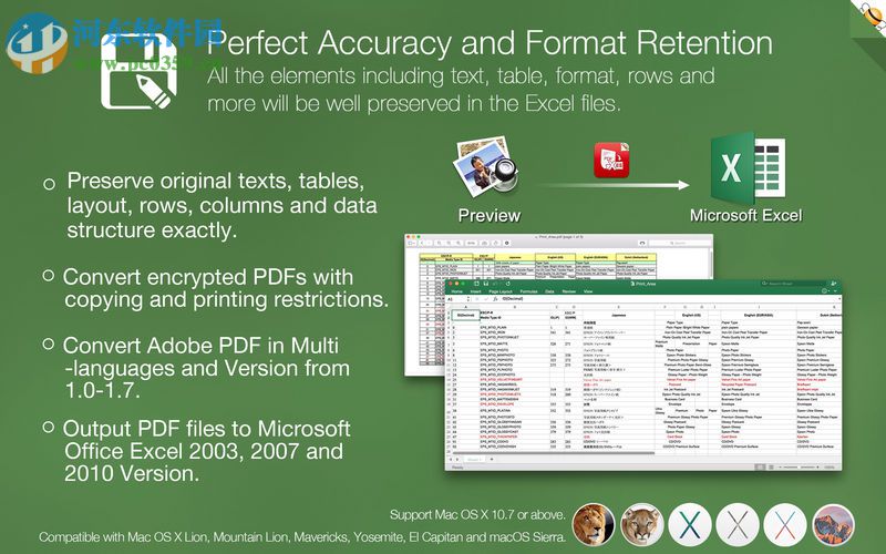 PDF to Excel for Mac(pdf轉(zhuǎn)excel轉(zhuǎn)換器) 1.7 免費(fèi)版