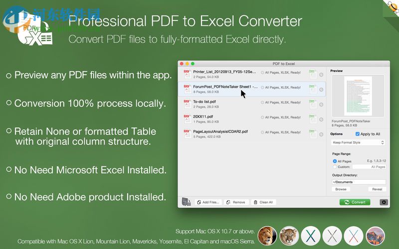 PDF to Excel for Mac(pdf轉(zhuǎn)excel轉(zhuǎn)換器) 1.7 免費(fèi)版