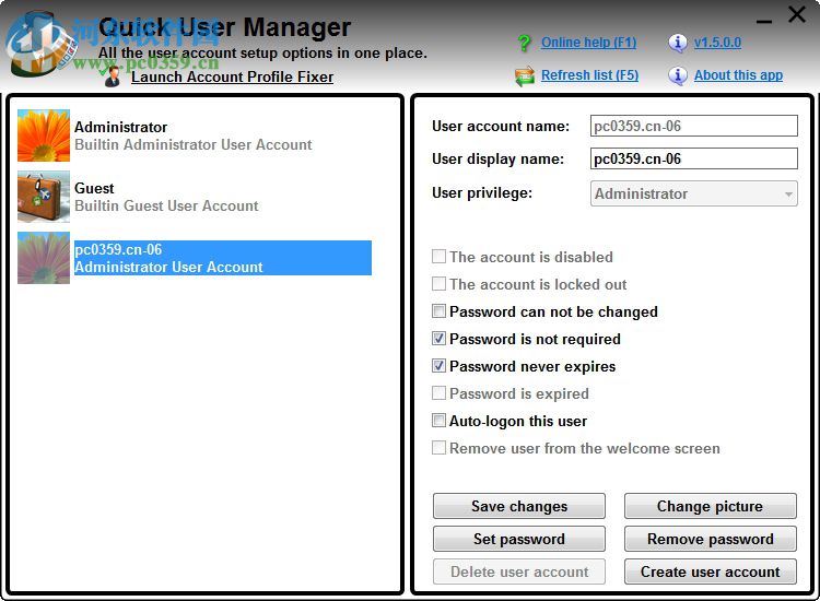 Quick User Manager(快速設(shè)置windows系統(tǒng)賬戶)