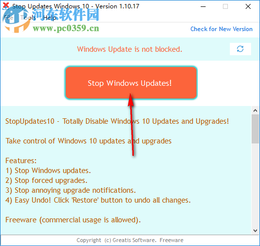 Stop Updates Windows 10(關(guān)閉win10自動更新) 1.10.18 免費(fèi)版