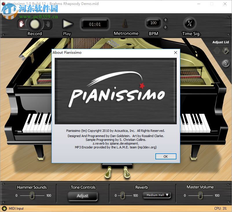 Acoustica Pianissimo(電腦模擬三角鋼琴軟件) 1.013 破解版