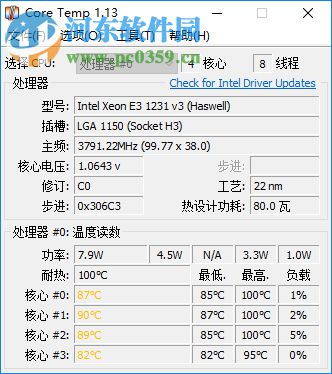 CoreTemp(CPU數(shù)字溫度傳感器) 1.15.1 綠色版