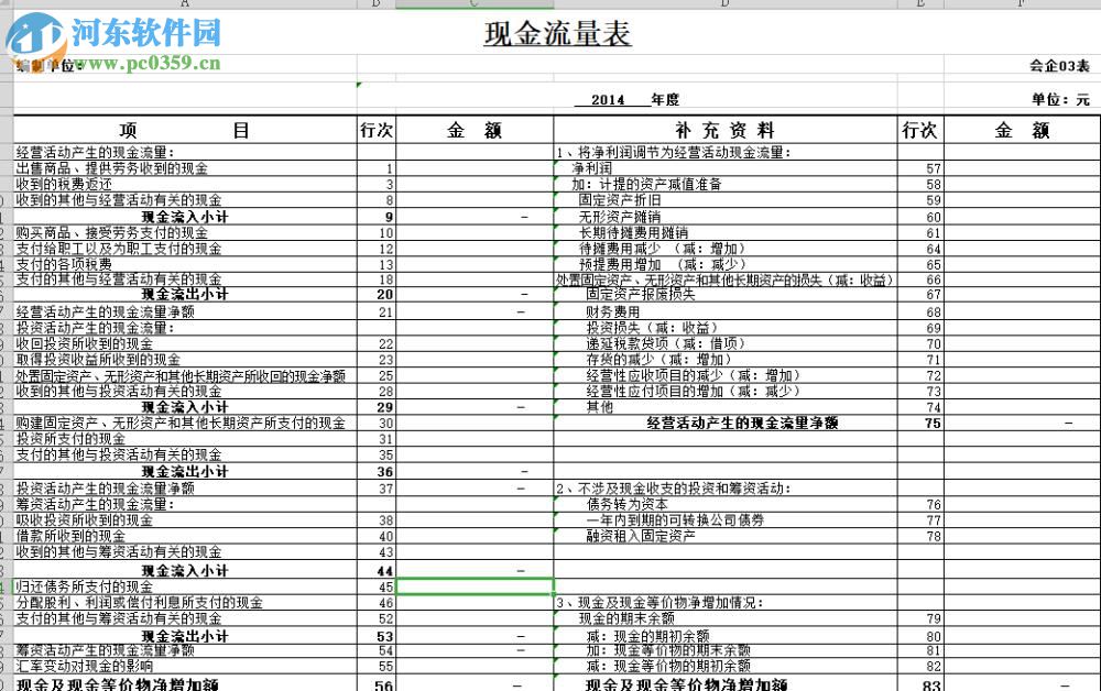 現(xiàn)金流量表模板 2019 免費(fèi)版