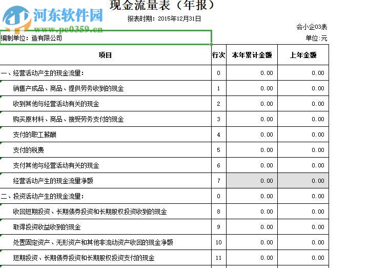 現(xiàn)金流量表模板 2019 免費(fèi)版