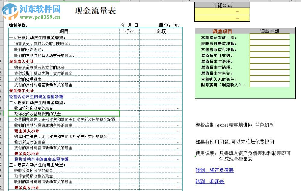 現(xiàn)金流量表模板 2019 免費(fèi)版