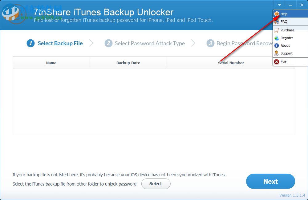 7thShare iTunes Backup Unlocker(iTunes備份解鎖器) 1.3.1.4 官方版