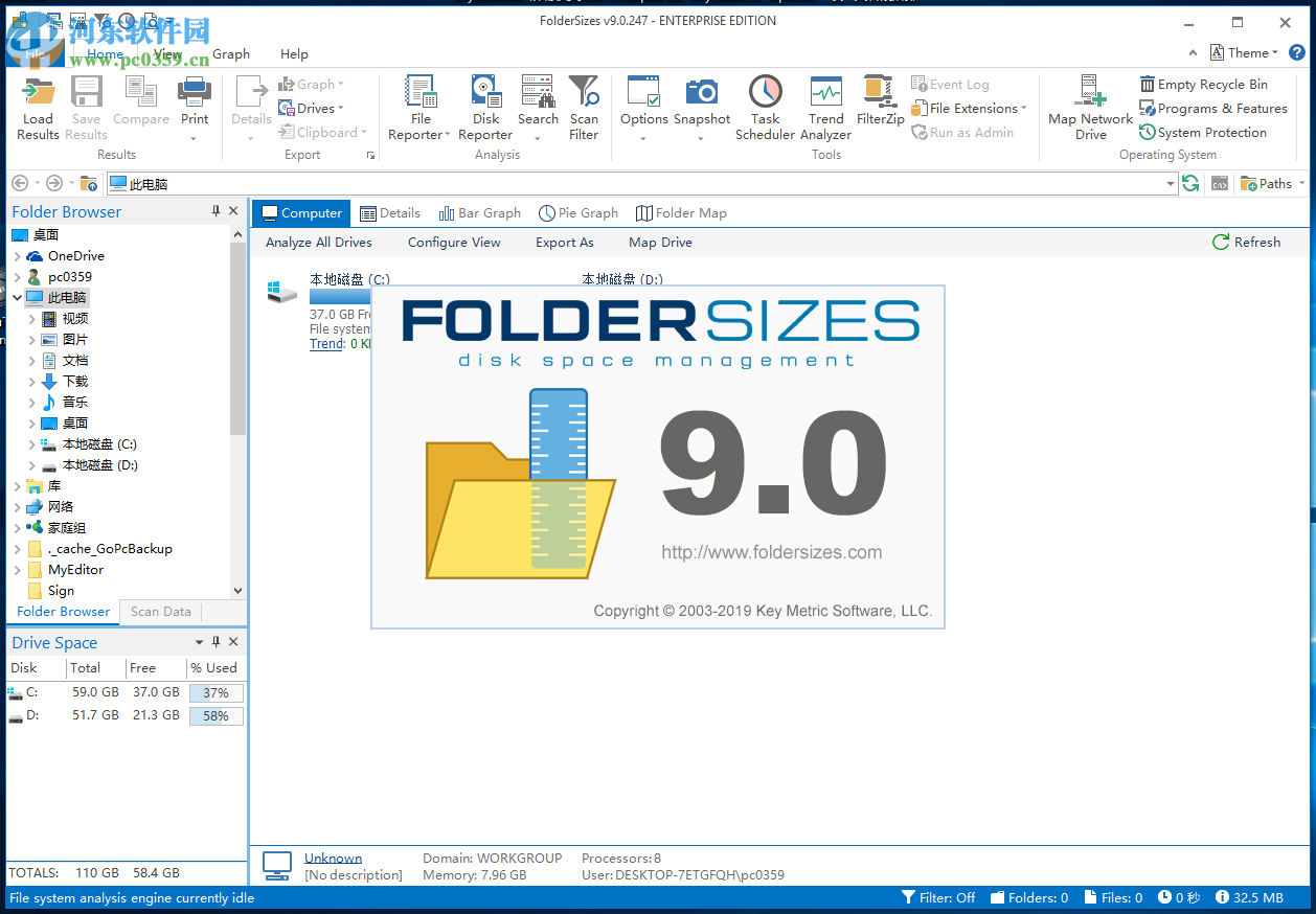 Key Metric Software FolderSizes(磁盤管理工具) 9.0.247 免費(fèi)版