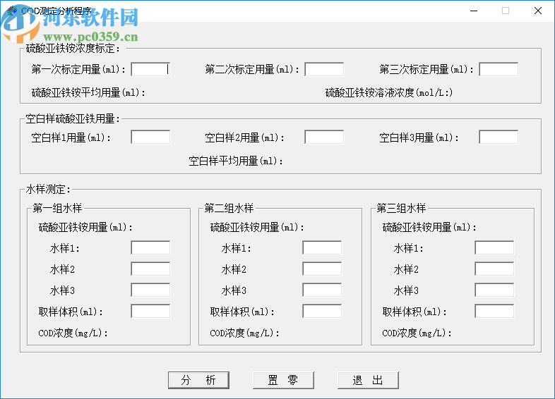 COD/TP/NH3-N測定數(shù)據(jù)分析程序