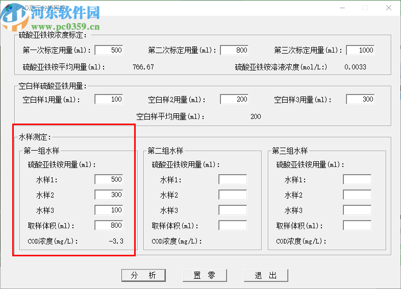 COD/TP/NH3-N測定數(shù)據(jù)分析程序