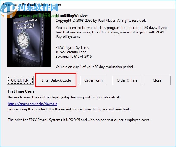 Time Billing Window